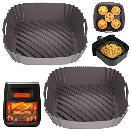 BYKITCHEN 2PCS Silikon Backform für Ninja PRO 4.7L/Cosori 5.5L/Turboblaze 6L Heißluftfritteuse, Silikonform für Air Fryer, Zubehör für Cosori XXL 6.2L/Princess/Philips/Tefal von BYKITCHEN