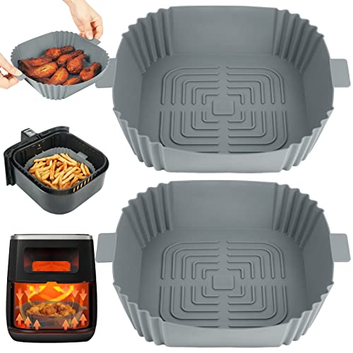 BYKITCHEN 2PCS Silikonform Heißluftfritteuse für Cosori/Ninja Speedi, Silikoneinsatz für XXL Friteuse Heissluft Fritteusen, Air Fryer Silikon Zubehör für Philips/Princess/Tefal von BYKITCHEN