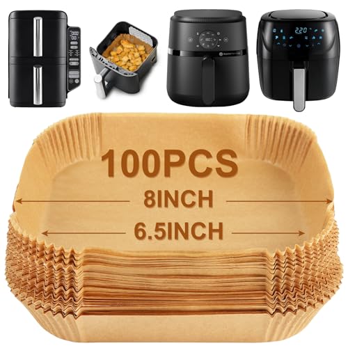 BYKITCHEN Airfryer Backpapier für Philips 4.1L/4.2L/Russell Hobbs 4L, 16.5cm-20cm, 100 Stück, Heißluftfritteuse Backpapier, Heißluftfritteuse Zubehör für Cosori 3,8 L- 4,7 L, Ninja Pro 4.7L Fritteuse von BYKITCHEN