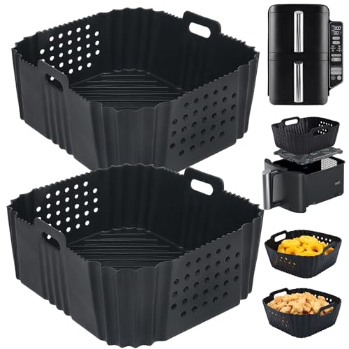 BYKITCHEN Heißluftfritteuse Zubehör für Ninja Double Stack Heißluftfritteuse, 7,6 L Airfryer SL300EU, 2 Stück Airfryer Silikonform für Ninja Doppelkorb-Heißluftfritteuse, Air Fryer Silikon Einsatz von BYKITCHEN