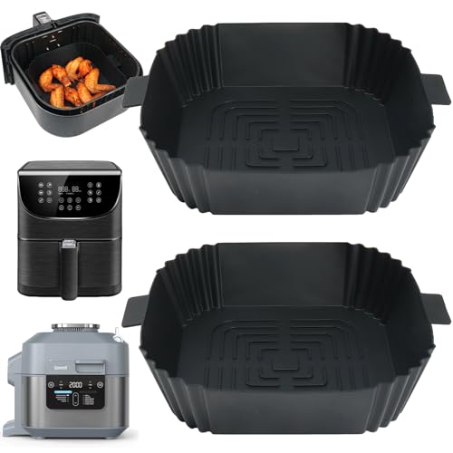 BYKITCHEN Silikonform Heißluftfritteuse für Philips Airfryer 3000 Serie L, 4.1L/Russell Hobbs 4L, 2 Stück, Air Fryer Silikon Einsatz, Backform Zubehör für Cosori 3,8 L- 4,7 L, Ninja Speedi Fritteuse von BYKITCHEN