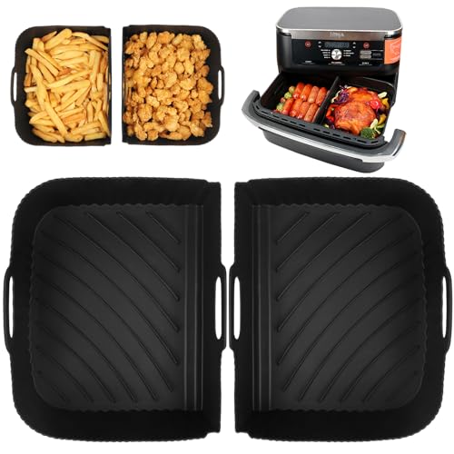 BYKITCHEN Silikon Backform für Ninja Flex Drawer Dual Zone AF500EU 10,4L Heißluftfritteuse，2 Stück Air Fryer Accessories, Airfryer Zubehör für Ninja Foodi AF500EU/Cecotec Dual 9000 9L von BYKITCHEN