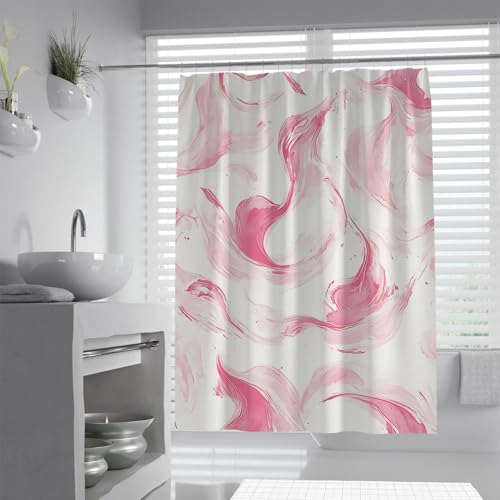 BYLEEHOMED Abstrakter Duschvorhang in Rosa und Weiß Neutraler Ton Ästhetik Zeitgenössisches Pastell Abstraktes wasserdichtes Badezimmer-Set mit Haken 153x183cm BYLEEHOMED Abstrakter Duschvorhang in Rosa und Weiß Neutraler Ton Ästhetik Zeitgenössisches Pastell Abstraktes wasserdichtes Badezimmer-Set mit Haken 153x183cm von BYLEEHOMED
