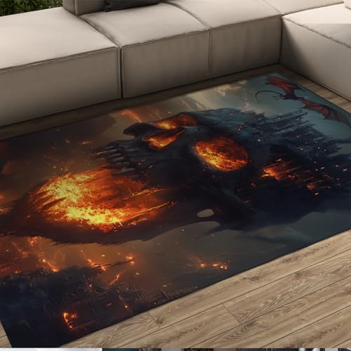 BYLEEHOMED Beängstigender brennender Schädelbereich Teppich 60x120cm Dark Gothic Halloween Rutschfester Schlafzimmerteppich für Küche Indoor Spukhaus Dekor Ästhetik BYLEEHOMED Beängstigender brennender Schädelbereich Teppich 60x120cm Dark Gothic Halloween Rutschfester Schlafzimmerteppich für Küche Indoor Spukhaus Dekor Ästhetik von BYLEEHOMED