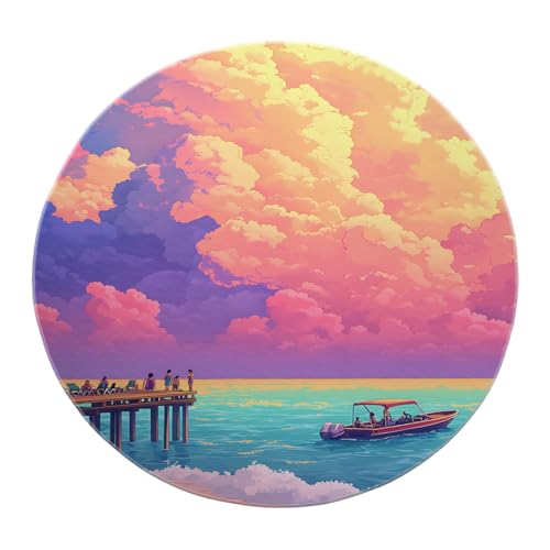 BYLEEHOMED Cartoon Anime Seaside Scenery Circle Teppich 150 cm Traumhafter Sonnenuntergang Wolken Druck Maschinenwaschbarer runder Teppich für Esszimmer Playrom BYLEEHOMED Cartoon Anime Seaside Scenery Circle Teppich 150 cm Traumhafter Sonnenuntergang Wolken Druck Maschinenwaschbarer runder Teppich für Esszimmer Playrom von BYLEEHOMED