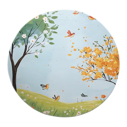 BYLEEHOMED Cartoon Blumen Runder Teppich 90 cm Frühling Wiese und Vogelmuster Kreis Teppich für Wohnzimmer Schlafzimmer rutschfeste waschbare High Traffic Teppiche BYLEEHOMED Cartoon Blumen Runder Teppich 90 cm Frühling Wiese und Vogelmuster Kreis Teppich für Wohnzimmer Schlafzimmer rutschfeste waschbare High Traffic Teppiche von BYLEEHOMED