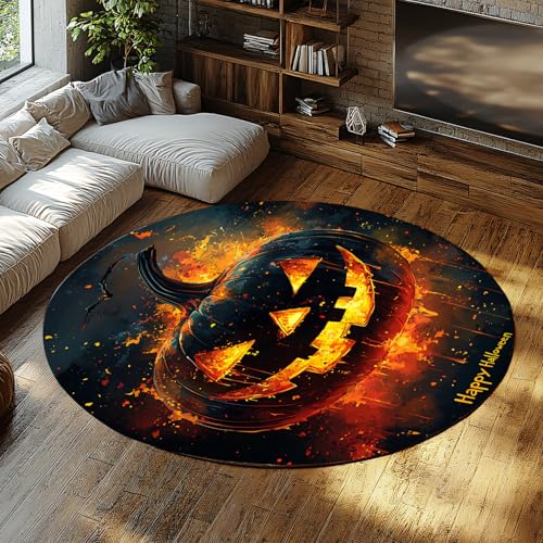 BYLEEHOMED College Style Gothic Skull Wohnzimmerteppich 180 cm Retro Nostalgisch Maschinenwaschbar rutschfeste Low Flor Area Teppiche für Playroom Party von BYLEEHOMED