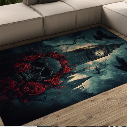 BYLEEHOMED Dark Academia Moody waschbarer Vintage-Teppich Horror Castle Ultra weicher Rutschfester Teppich für den Eingangsbereich Schlafzimmer Küche Dekor 200x300cm BYLEEHOMED Dark Academia Moody waschbarer Vintage-Teppich Horror Castle Ultra weicher Rutschfester Teppich für den Eingangsbereich Schlafzimmer Küche Dekor 200x300cm von BYLEEHOMED