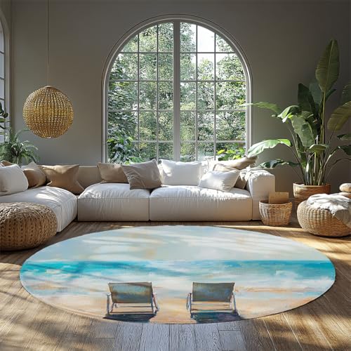 BYLEEHOMED Entspannender kreisförmiger Teppich mit Meerblick 60 cm Ocean Scene Bedruckter Wohnzimmerdekor Maschinenwaschbarer Rutschfester runder Teppich für das Esszimmer BYLEEHOMED Entspannender kreisförmiger Teppich mit Meerblick 60 cm Ocean Scene Bedruckter Wohnzimmerdekor Maschinenwaschbarer Rutschfester runder Teppich für das Esszimmer von BYLEEHOMED