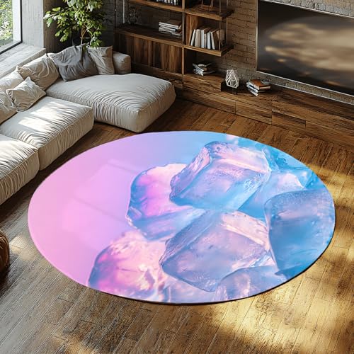 BYLEEHOMED Erfrischender Sommerthemen-Kreisteppich 150 cm Farbverlauf Pastellfarbe Eiswürfel Runder Teppich für das Wohnzimmer Weicher niedrigfloriger Rutschfester Bodendekor BYLEEHOMED Erfrischender Sommerthemen-Kreisteppich 150 cm Farbverlauf Pastellfarbe Eiswürfel Runder Teppich für das Wohnzimmer Weicher niedrigfloriger Rutschfester Bodendekor von BYLEEHOMED