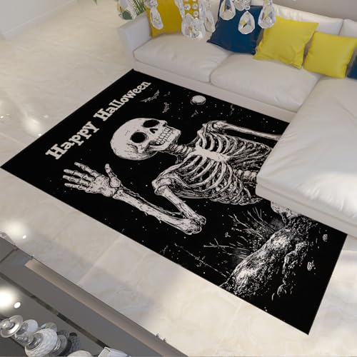BYLEEHOMED Gothic Teppiche für den Eingangsbereich Gothic Weiß Skelett Bereich Teppich Maschinenwaschbar Rutschfester weicher großer Teppich Halloween Schädel Wohnkultur 180x270cm BYLEEHOMED Gothic Teppiche für den Eingangsbereich Gothic Weiß Skelett Bereich Teppich Maschinenwaschbar Rutschfester weicher großer Teppich Halloween Schädel Wohnkultur 180x270cm von BYLEEHOMED