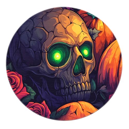 BYLEEHOMED Halloween Dekor Urlaub Küche Teppich Totenkopf Teufel mit Sense Muster Gothic Halloween Party Teppich für rutschfeste Wohnzimmerdekoration 90 cm BYLEEHOMED Halloween Dekor Urlaub Küche Teppich Totenkopf Teufel mit Sense Muster Gothic Halloween Party Teppich für rutschfeste Wohnzimmerdekoration 90 cm von BYLEEHOMED