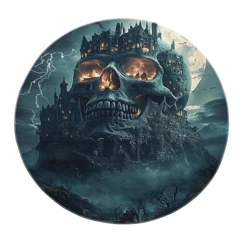 BYLEEHOMED Halloween Eingangsbereich Kreis Teppich Dunkel Preppy Stil Schädel Schloss Abwaschbar Küche Rutschfester Runder Teppich Weich Low Flor Pub Club Dekor 90x90cm BYLEEHOMED Halloween Eingangsbereich Kreis Teppich Dunkel Preppy Stil Schädel Schloss Abwaschbar Küche Rutschfester Runder Teppich Weich Low Flor Pub Club Dekor 90x90cm von BYLEEHOMED