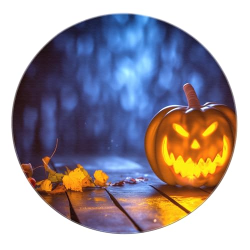 BYLEEHOMED Halloween Küche Runde Teppiche Rutschfester Kreis Teppich mit süßer Kürbis Laterne Nächtliche Horror Leseecke Matten für Party Home Decor 180 cm BYLEEHOMED Halloween Küche Runde Teppiche Rutschfester Kreis Teppich mit süßer Kürbis Laterne Nächtliche Horror Leseecke Matten für Party Home Decor 180 cm von BYLEEHOMED