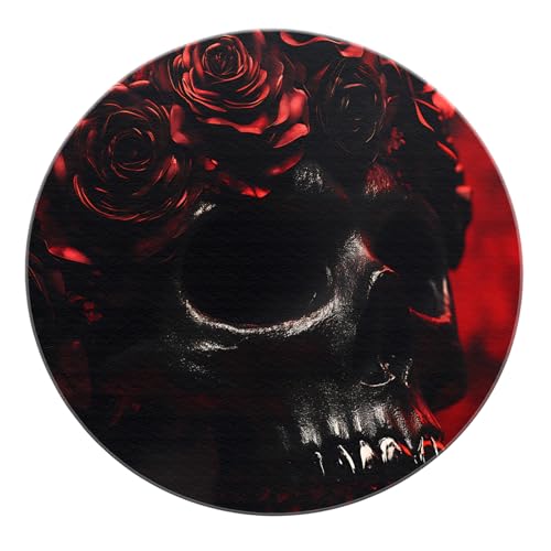 BYLEEHOMED Halloween Schloss Area Teppich 120 cm Saisonal Herbst Halloween Urlaub Low-Profile Bodenmatte Rutschfester Indoor-Teppich für Wohnzimmer von BYLEEHOMED