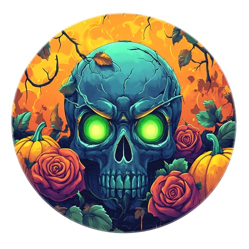 BYLEEHOMED Happy Halloween Küchenteppiche und Matten für den Boden Full Moon Magic Devil Rutschfester Kürbisteppich für Home Office Dekor 90 cm von BYLEEHOMED