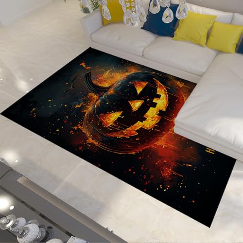 BYLEEHOMED Herbst Halloween Teppiche brennender Kürbis Bodenmatte für Herbst Ernte Thanksgiving Home Decor weicher Rutschfester Teppich für Flur 180x270cm BYLEEHOMED Herbst Halloween Teppiche brennender Kürbis Bodenmatte für Herbst Ernte Thanksgiving Home Decor weicher Rutschfester Teppich für Flur 180x270cm von BYLEEHOMED