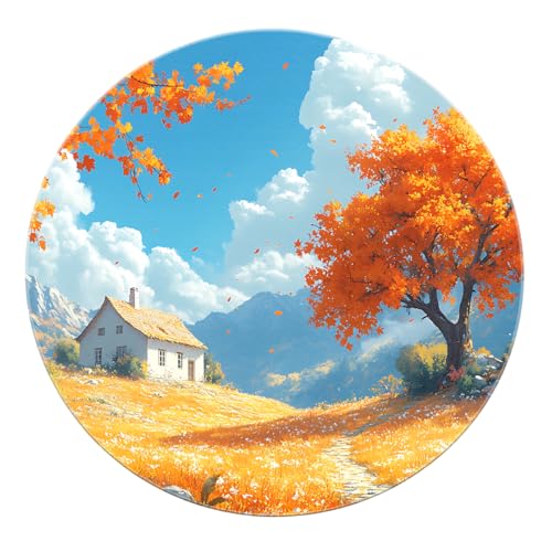 BYLEEHOMED Herbst Ländliche Landschaft Runder Teppich 150 cm Orange Ahorn Blatt Grasland Waschbarer Kreis Teppich für Nachttisch Thanksgiving Ernte Küche Dekor BYLEEHOMED Herbst Ländliche Landschaft Runder Teppich 150 cm Orange Ahorn Blatt Grasland Waschbarer Kreis Teppich für Nachttisch Thanksgiving Ernte Küche Dekor von BYLEEHOMED