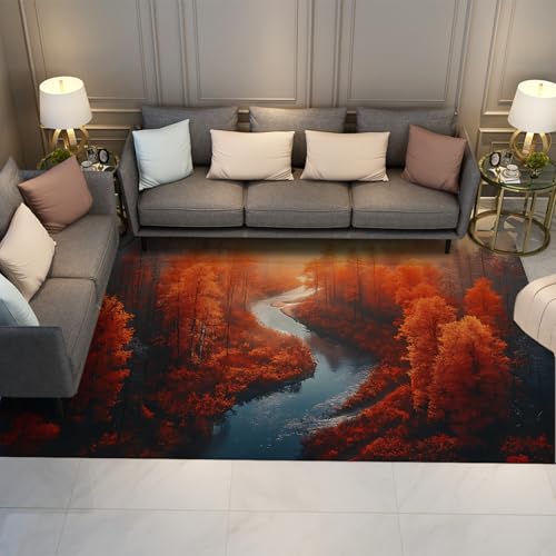 BYLEEHOMED Herbst Wald Fluss Willkommen Haustür Matte Natur in Herbstfarben rutschfeste Teppiche 200x300cm Bauernhaus waschbarer Nachttischteppich für Schlafsaal BYLEEHOMED Herbst Wald Fluss Willkommen Haustür Matte Natur in Herbstfarben rutschfeste Teppiche 200x300cm Bauernhaus waschbarer Nachttischteppich für Schlafsaal von BYLEEHOMED