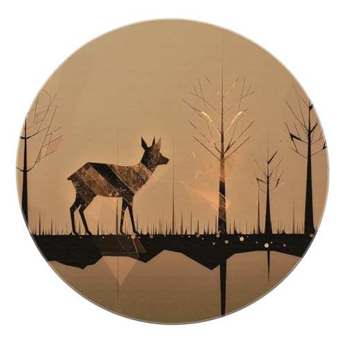 BYLEEHOMED Hirsch Wald Runder Teppich Minimalistischer Wald Silhouette Design Rustikaler Brauner Tierdruck Kreis Wikinger Teppich für Moderne Wohnkultur 60 cm BYLEEHOMED Hirsch Wald Runder Teppich Minimalistischer Wald Silhouette Design Rustikaler Brauner Tierdruck Kreis Wikinger Teppich für Moderne Wohnkultur 60 cm von BYLEEHOMED