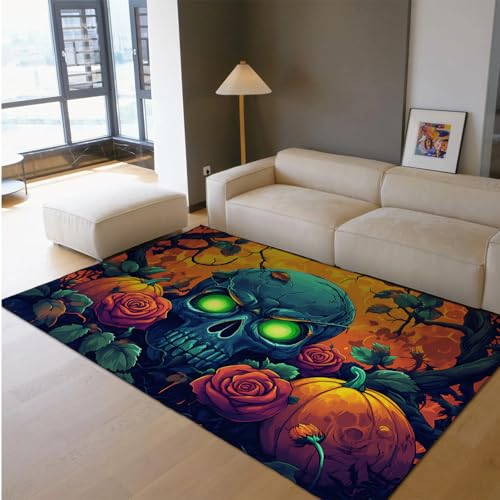 BYLEEHOMED Horror Schädel Teppiche 200x300cm Vintage Distress Floral Spooky Halloween Teppich für Wohnzimmer Maschinenwaschbar Rutschfester Eingangsbereich Dekor BYLEEHOMED Horror Schädel Teppiche 200x300cm Vintage Distress Floral Spooky Halloween Teppich für Wohnzimmer Maschinenwaschbar Rutschfester Eingangsbereich Dekor von BYLEEHOMED