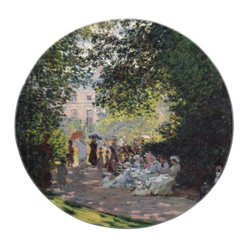 BYLEEHOMED Impressionistischer Gartenteppich mit runder Fläche 120 cm ultradünner, Rutschfester weicher Kreisteppich für das Wohnzimmer Modernes Schlafzimmer mit gemütlichem Akzentdekor von BYLEEHOMED