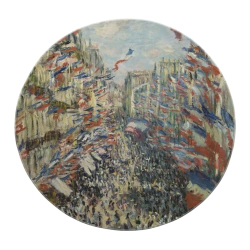 BYLEEHOMED Impressionistischer Kreisteppich 180 cm Paris Street Design Runder Teppich für das Wohnzimmer Ultradünner Rutschfester maschinenwaschbarer Wohnkultur von BYLEEHOMED