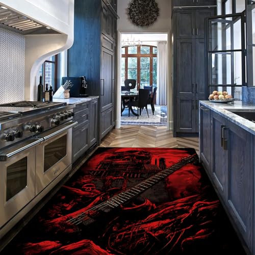 BYLEEHOMED Indoor Blood Red Eingangsbereich Teppich Scary Spooky Dark Academia Castle Rutschfester Teppich für Küchenboden Haustür Nachttisch Dekor 150x210cm von BYLEEHOMED
