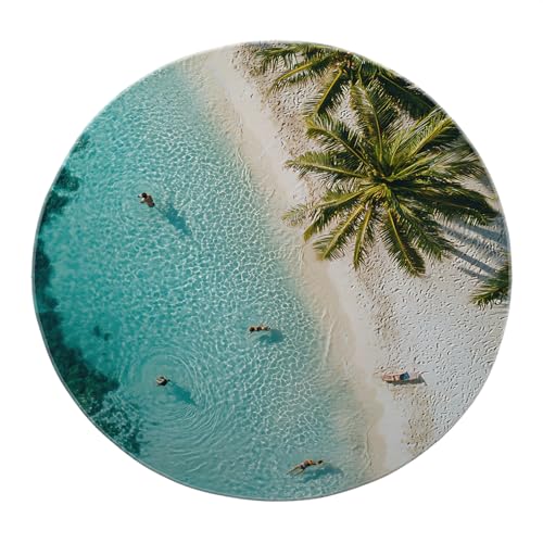 BYLEEHOMED Kreisteppiche mit Strandmotiv 150 cm niedriger Flor Rutschfester Sommer Tropical Vibe Runder Teppich Weicher waschbarer Palmenteppich für Kinderzimmer Nachttisch BYLEEHOMED Kreisteppiche mit Strandmotiv 150 cm niedriger Flor Rutschfester Sommer Tropical Vibe Runder Teppich Weicher waschbarer Palmenteppich für Kinderzimmer Nachttisch von BYLEEHOMED