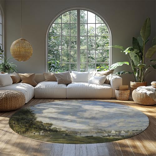 BYLEEHOMED Lakeside Landscape Runder Teppich 60 cm Impressionismus Klassische Kunst Rutschfester Indoor Circle Teppich für Wohnzimmer Nachttisch Eingangsbereich BYLEEHOMED Lakeside Landscape Runder Teppich 60 cm Impressionismus Klassische Kunst Rutschfester Indoor Circle Teppich für Wohnzimmer Nachttisch Eingangsbereich von BYLEEHOMED
