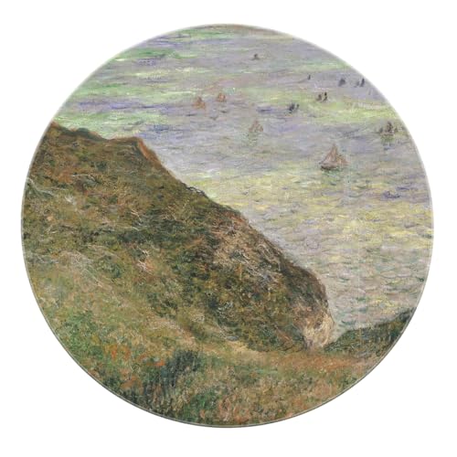BYLEEHOMED Maschinenwaschbare runde Teppiche weicher Rutschfester Blick auf das Meer Circle Teppich Rustikales Wohnzimmer Ankleidebereich Dekorieren 120 cm von BYLEEHOMED