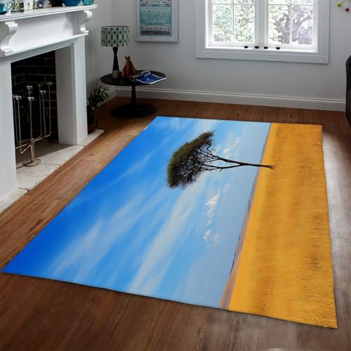 BYLEEHOMED Maschinenwaschbarer Teppich aus offenem Weizenfeld und einsamem Baum 100x150cm Moderner landschaftlich reizvoller ländlicher Feldteppich für Schlafzimmerästhetik Dekor BYLEEHOMED Maschinenwaschbarer Teppich aus offenem Weizenfeld und einsamem Baum 100x150cm Moderner landschaftlich reizvoller ländlicher Feldteppich für Schlafzimmerästhetik Dekor von BYLEEHOMED