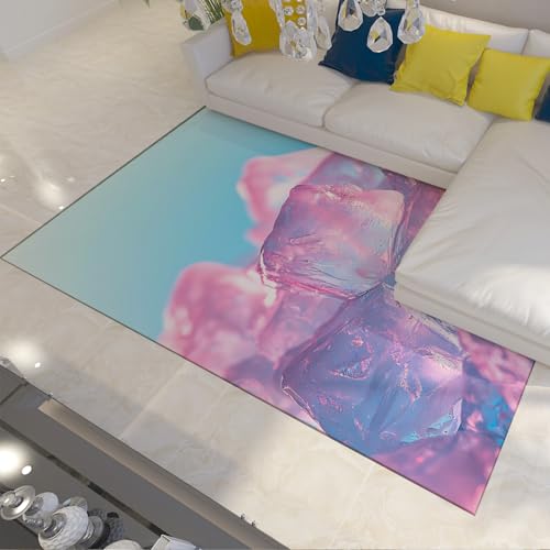 BYLEEHOMED Minimalistischer geometrischer Teppich 150x210cm Moderner Sommer Eiswürfel Gradient Teppich Anti-Rutsch Einfache Reinigung Mädchen Teen Dorm Home Decor Ästhetik von BYLEEHOMED