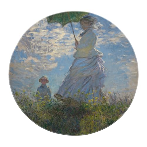 BYLEEHOMED Monet Impressionist Art Circle Teppich 90 cm Frau mit Sonnenschirm Rutschfester weicher runder Teppich mit niedrigem Flor für Wohnzimmer-Esstisch BYLEEHOMED Monet Impressionist Art Circle Teppich 90 cm Frau mit Sonnenschirm Rutschfester weicher runder Teppich mit niedrigem Flor für Wohnzimmer-Esstisch von BYLEEHOMED