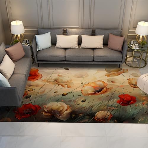 BYLEEHOMED Orientalischer Blumenteppich 120x150cm Boho Blumen Innenteppich für Eingangsbereich Büro Dekor Rutschfester Bauernhaus Botanischer Teppich für Wohnzimmer BYLEEHOMED Orientalischer Blumenteppich 120x150cm Boho Blumen Innenteppich für Eingangsbereich Büro Dekor Rutschfester Bauernhaus Botanischer Teppich für Wohnzimmer von BYLEEHOMED