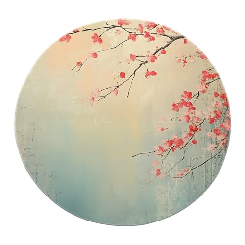 BYLEEHOMED Pflaumenblütenzweige Design Blumen Runde Teppiche 180 cm Hellblau Waschbarer Eingangsbereich Kreis Teppich Ultra dünner Rutschfester Schlafzimmer Akzent Teppich BYLEEHOMED Pflaumenblütenzweige Design Blumen Runde Teppiche 180 cm Hellblau Waschbarer Eingangsbereich Kreis Teppich Ultra dünner Rutschfester Schlafzimmer Akzent Teppich von BYLEEHOMED