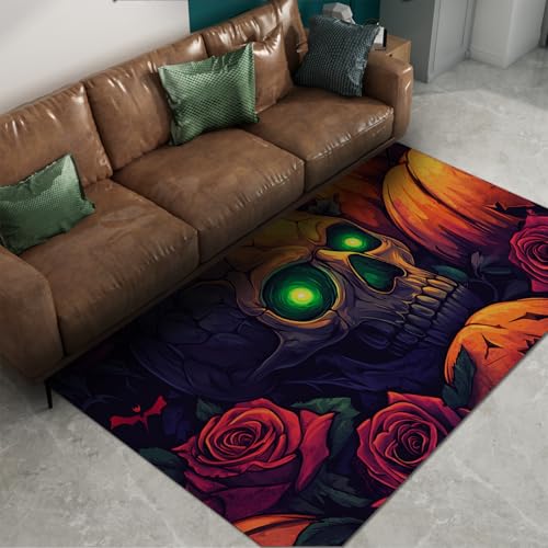 BYLEEHOMED Pflegeleichte Horror Themenbereich Teppiche 180x270cm Nicht haarend Waschbar rutschfest Totenkopf Rose Muster Teppich für Wohnzimmer Hartholz Bodendekoration BYLEEHOMED Pflegeleichte Horror Themenbereich Teppiche 180x270cm Nicht haarend Waschbar rutschfest Totenkopf Rose Muster Teppich für Wohnzimmer Hartholz Bodendekoration von BYLEEHOMED