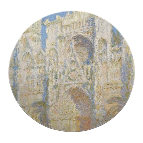 BYLEEHOMED Retro Architektur Drucke Runder Teppich Impressionist Rutschfester weicher Kreis Teppich für Wohnzimmer ultradünn maschinenwaschbar 90 cm von BYLEEHOMED