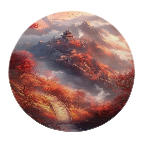 BYLEEHOMED Romantischer Herbst Wald Runder Teppich Fantasy Herbst Laub Kreis Teppiche 90 cm Maschinenwaschbar rutschfeste Bodenmatte für Wohnzimmerdekoration BYLEEHOMED Romantischer Herbst Wald Runder Teppich Fantasy Herbst Laub Kreis Teppiche 90 cm Maschinenwaschbar rutschfeste Bodenmatte für Wohnzimmerdekoration von BYLEEHOMED