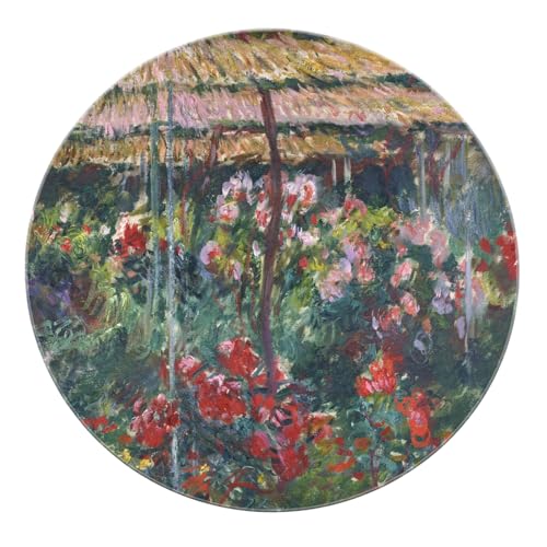 BYLEEHOMED Runder Teppich mit floralem Design 60 cm Lebendiger Wohn-Esszimmer-Teppich im Gartenstil Rutschfester maschinenwaschbarer weicher Kreisteppich von BYLEEHOMED