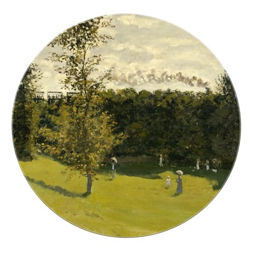BYLEEHOMED Rutschfester weicher runder Teppich 150 cm Zug auf dem Land von Claude Monet Kreisteppich Vintage Erdiges Wohnzimmer-Nachttisch-Dekor von BYLEEHOMED