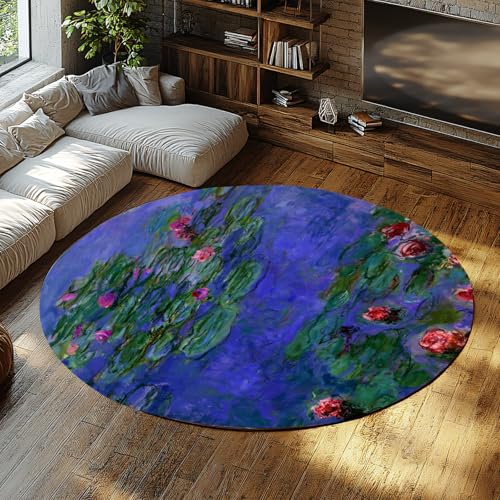 BYLEEHOMED Seerosen von Monet Runder Teppich Berühmte Gemäldedrucke Kreisteppich Rutschfester niedrigfloriger Soft-Touch-Kreisteppich für das Bett 180 cm BYLEEHOMED Seerosen von Monet Runder Teppich Berühmte Gemäldedrucke Kreisteppich Rutschfester niedrigfloriger Soft-Touch-Kreisteppich für das Bett 180 cm von BYLEEHOMED