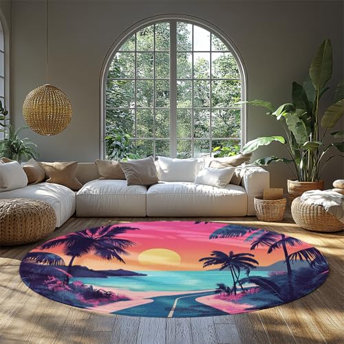 BYLEEHOMED Sonnenaufgang über Einer tropischen Insel Runder Teppich 150 cm Blick auf die Küstenstraße Kreis Teppich für Wohnzimmer Schlafzimmer Küche Boden Flure BYLEEHOMED Sonnenaufgang über Einer tropischen Insel Runder Teppich 150 cm Blick auf die Küstenstraße Kreis Teppich für Wohnzimmer Schlafzimmer Küche Boden Flure von BYLEEHOMED