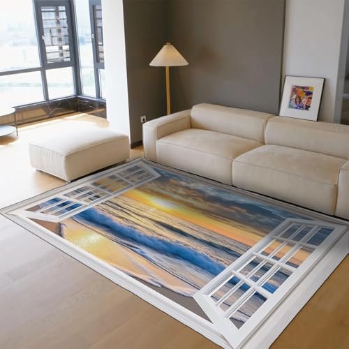 BYLEEHOMED Sonnenaufgangslandschaft auf Meereshöhe Eingangsteppich 180x270cm 3D Gefälschtes Fenster Ozean Wellen Druck Innenfußmatten Waschbarer Rutschfester Teppich BYLEEHOMED Sonnenaufgangslandschaft auf Meereshöhe Eingangsteppich 180x270cm 3D Gefälschtes Fenster Ozean Wellen Druck Innenfußmatten Waschbarer Rutschfester Teppich von BYLEEHOMED