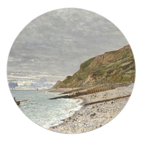 BYLEEHOMED Strand runder Flächenteppich 180 cm Küstenszene niedriger Flor Rutschfester weicher Kreisteppich für Wohnzimmerdekoration Natur Landschaft Nachttischteppiche von BYLEEHOMED