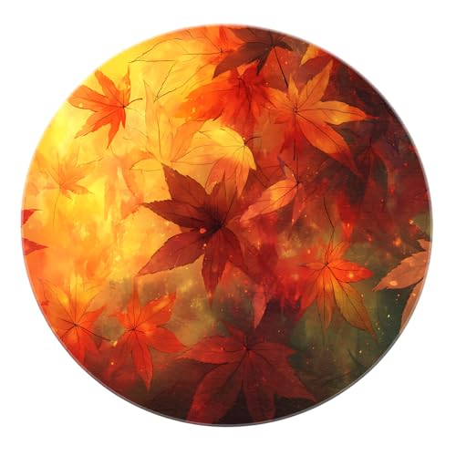 BYLEEHOMED Thanksgiving Day Maple Leaf Runde Teppiche 60 cm Herbst Rutschfester Kreis Teppich für Wohnzimmer Esszimmer Waschbare Rustikale Bodenmatte Home Decor BYLEEHOMED Thanksgiving Day Maple Leaf Runde Teppiche 60 cm Herbst Rutschfester Kreis Teppich für Wohnzimmer Esszimmer Waschbare Rustikale Bodenmatte Home Decor von BYLEEHOMED