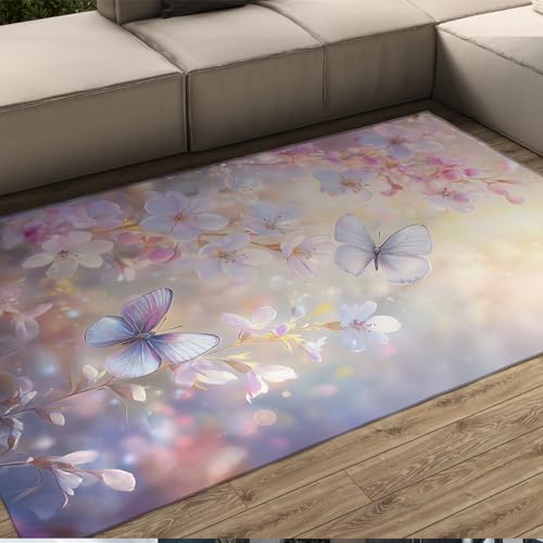 BYLEEHOMED Traumhafter Blumendesign-Teppich 100x150cm Romantische Natur Garten Großflächenteppiche für Schlafzimmer Frühling rutschfeste maschinelle waschbare Wohnzimmerdekoration BYLEEHOMED Traumhafter Blumendesign-Teppich 100x150cm Romantische Natur Garten Großflächenteppiche für Schlafzimmer Frühling rutschfeste maschinelle waschbare Wohnzimmerdekoration von BYLEEHOMED