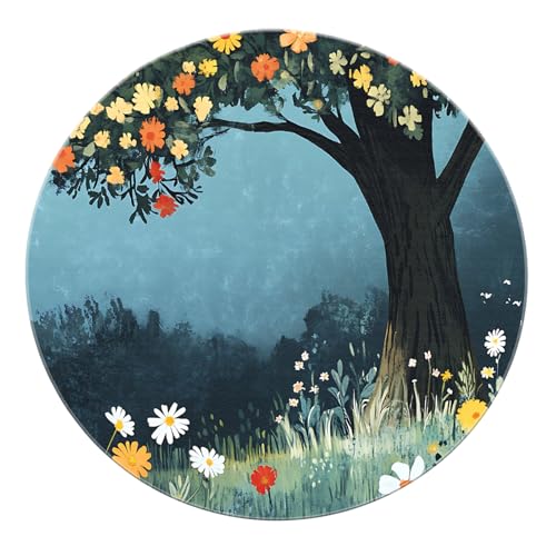 BYLEEHOMED Traumhafter waschbarer Teppich mit Blumendruck 180 cm Dschungel botanischer runder Teppich rutschfeste Wildblumen Kräuter Kreismatte für den Eingangsbereich des Wohnzimmers BYLEEHOMED Traumhafter waschbarer Teppich mit Blumendruck 180 cm Dschungel botanischer runder Teppich rutschfeste Wildblumen Kräuter Kreismatte für den Eingangsbereich des Wohnzimmers von BYLEEHOMED