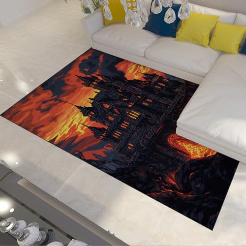 BYLEEHOMED Vintage Bereich Teppich für Schlafzimmer Brennen Mittelalter Schloss Rutschfester waschbarer Teppich weiche niedrigflorige Türmatten für Bar Party Dekor 90x180cm BYLEEHOMED Vintage Bereich Teppich für Schlafzimmer Brennen Mittelalter Schloss Rutschfester waschbarer Teppich weiche niedrigflorige Türmatten für Bar Party Dekor 90x180cm von BYLEEHOMED