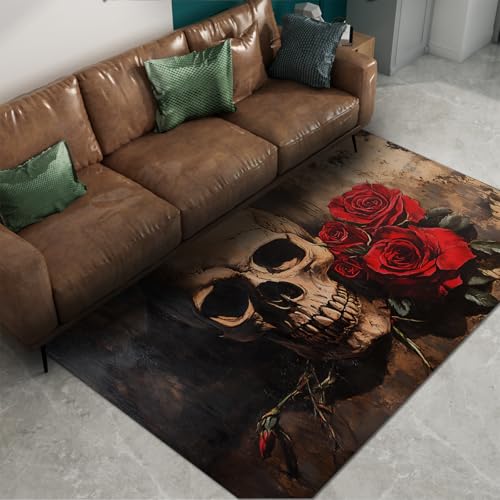 BYLEEHOMED Vintage Gothic Schädel Rutschfester Teppich Dunkler Schulstil Kleiner waschbarer ultradünner Teppich für den Innenbereich Schlafzimmer Dekor 200x300cm BYLEEHOMED Vintage Gothic Schädel Rutschfester Teppich Dunkler Schulstil Kleiner waschbarer ultradünner Teppich für den Innenbereich Schlafzimmer Dekor 200x300cm von BYLEEHOMED